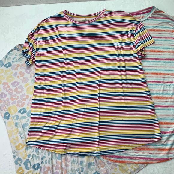 3X Secret Treasures Set of 3 Night Shirts Soft TShirt XXXL Rainbow Fun Colorful - Picture 7 of 10